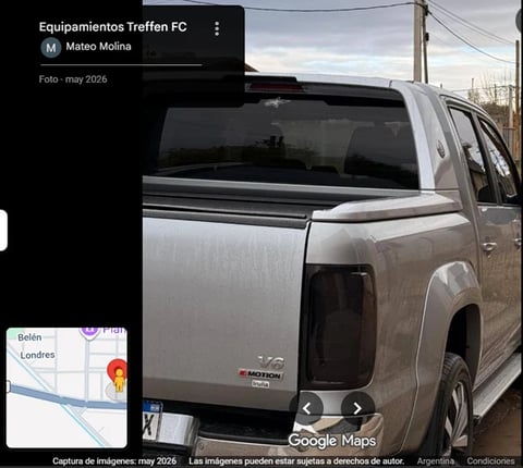 Silver pickup truck with tonneau cover parked outdoors, from Equipamientos Treffen FC by Mateo Molina, May 2026